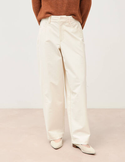 Pantalon coupe regular ecru femme