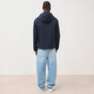 Blouson droit &agrave; capuche doubl&eacute; bleu marine homme