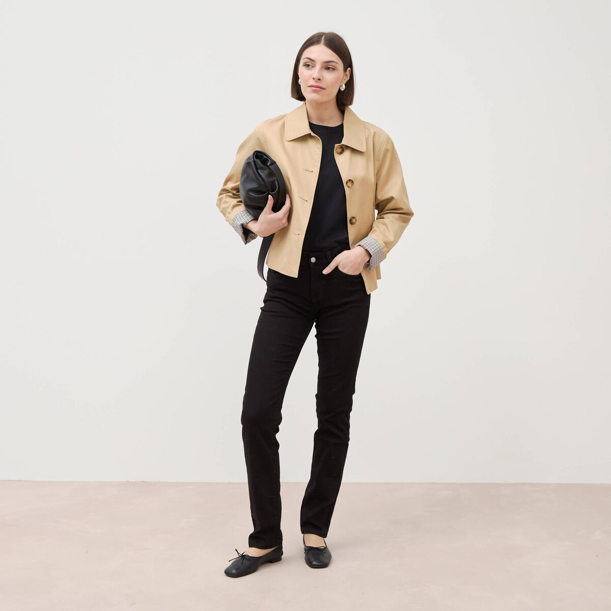 Jeans regular 5 poches denim noir femme