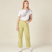 Pantalon large éco-responsable vert anis femme