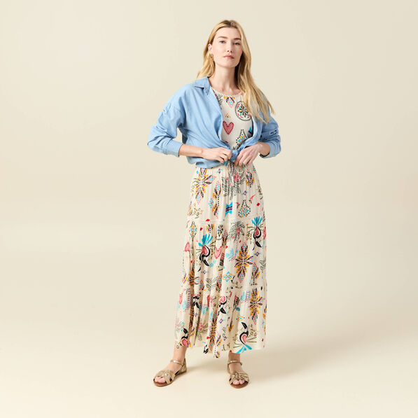 jupe longue evasee blanc femme Jupe longue évasée blanc femme
