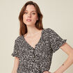 Chemise manches courtes noir femme