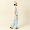 Pull manches courtes ajouré blanc femme