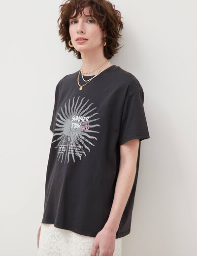 T-shirt oversize en coton noir femme