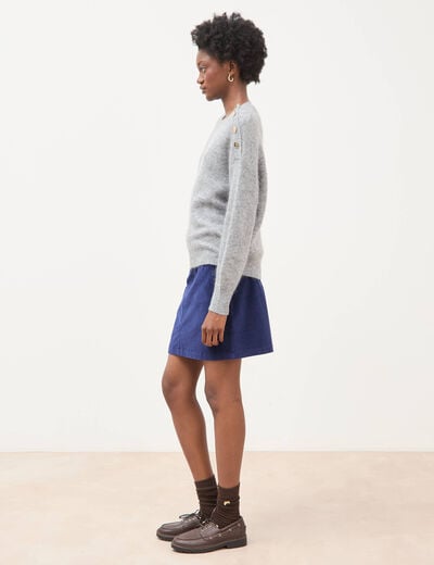 Pull droit col rond manches longues gris femme