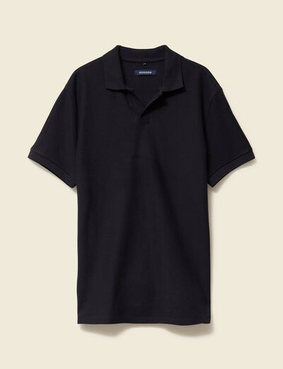 Polo cintré manches courtes en coton noir homme