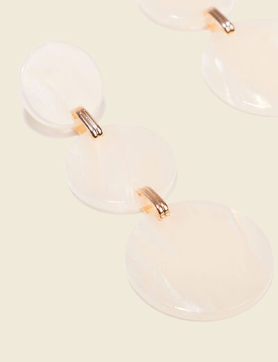 Boucles d'oreilles pendantes ecru femme