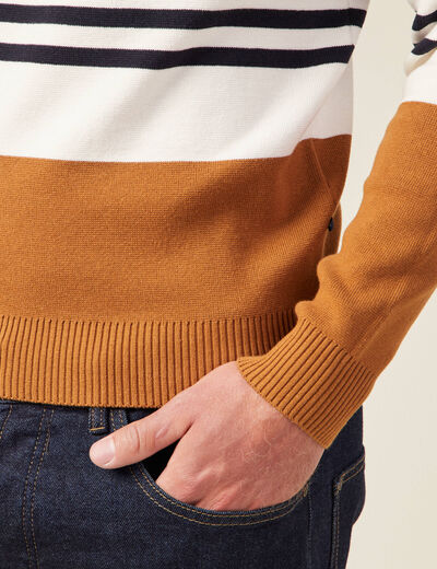 Pull col rond éco-resposnable bleu marine homme
