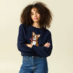 Pull col rond manches longues bleu marine femme
