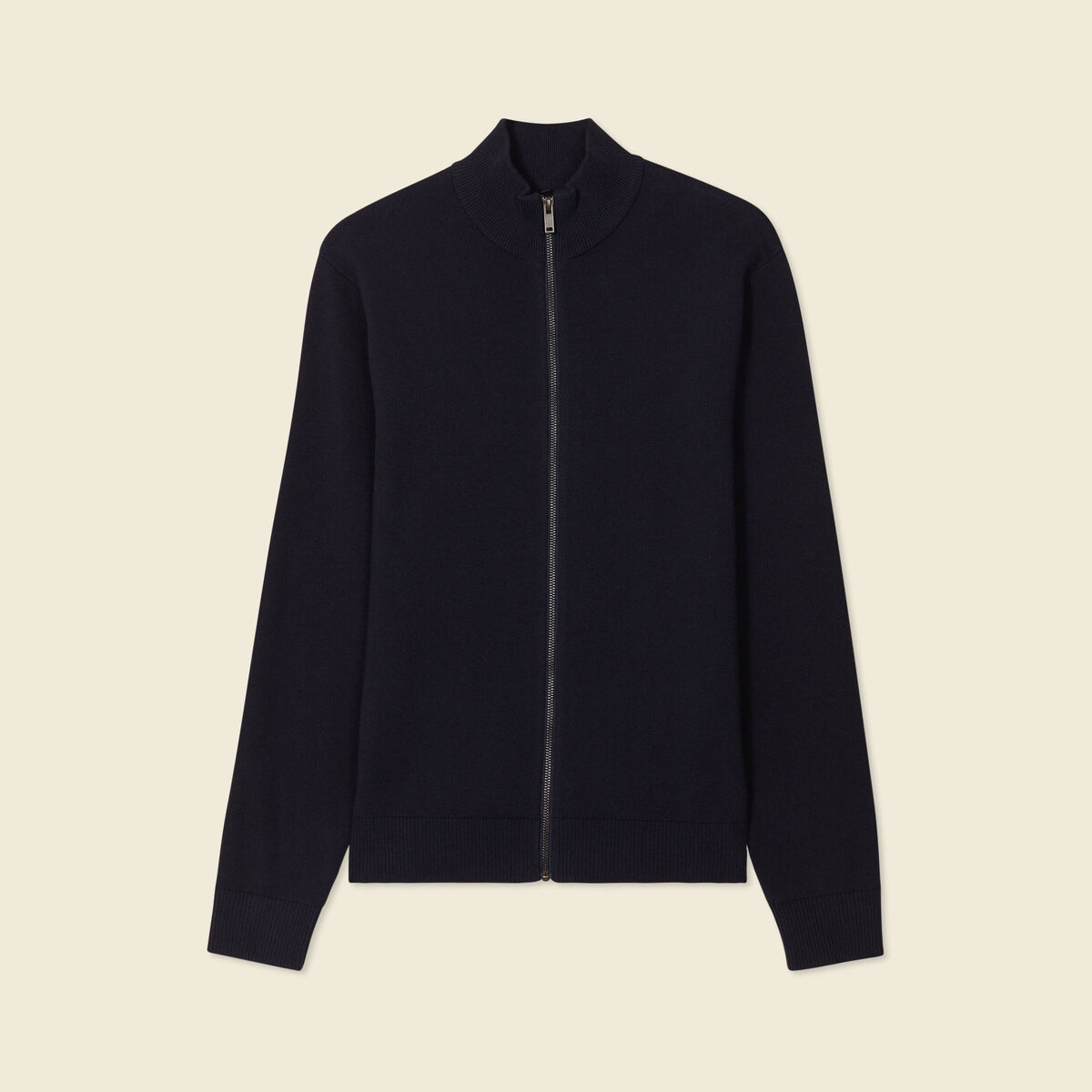 Gilet manches longues zippé bleu marine homme