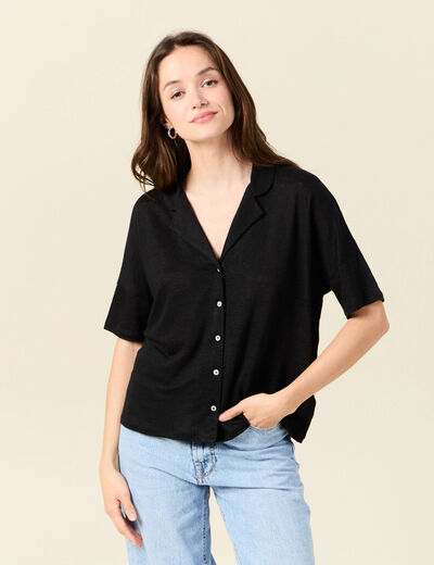 Chemise manches courtes noir femme