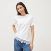 T-shirt droit col rond avec dentelle ecru femme