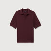Polo ample col cubain manches courtes prune homme