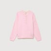 Pull col tunisien manches longues rouge clair femme