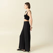 Pantalon large taille haute fluide noir femme