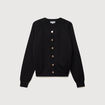 Gilet manches longues col rond en coton noir femme