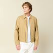 Blouson droit court en coton beige homme