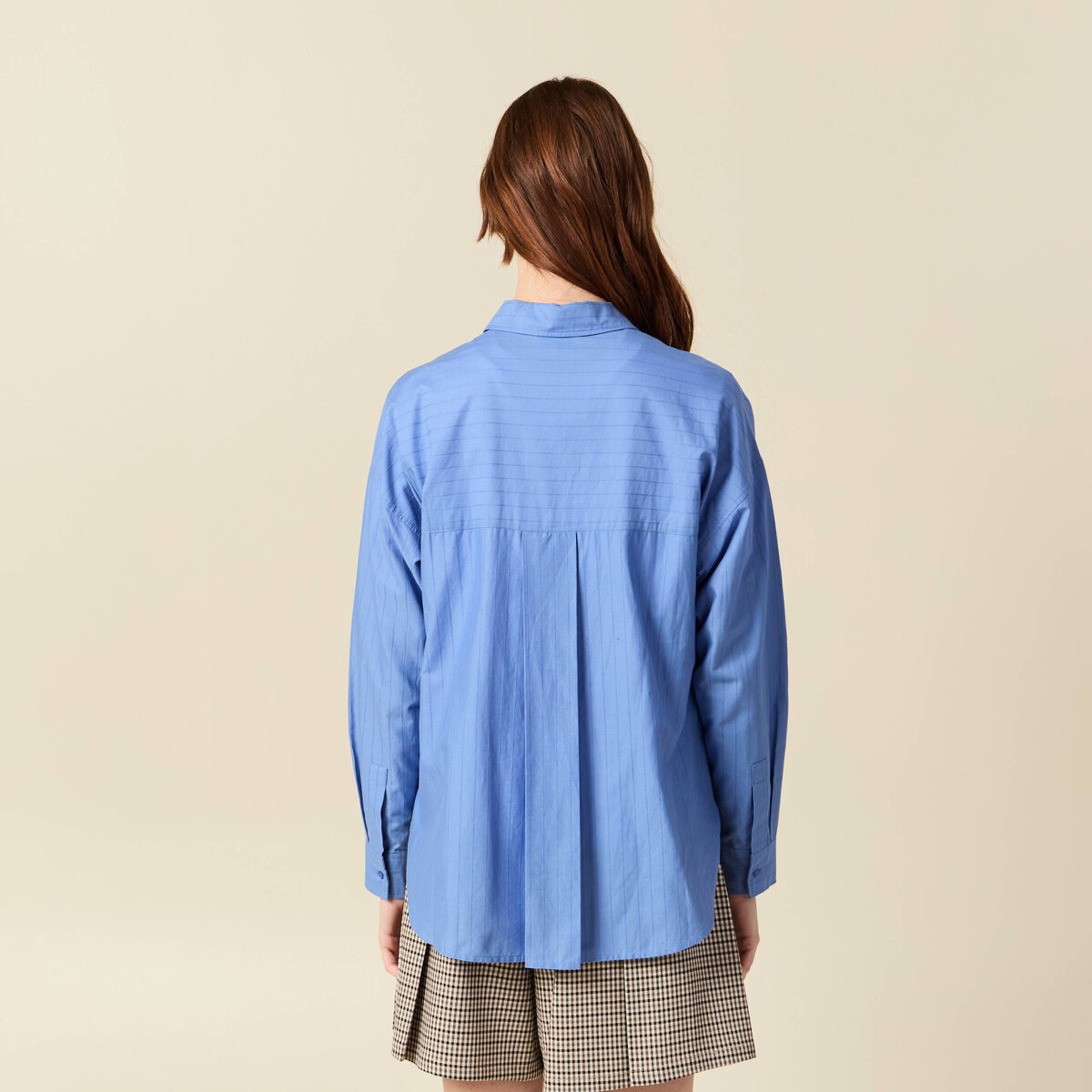 Chemise oversize en coton bleu ciel femme