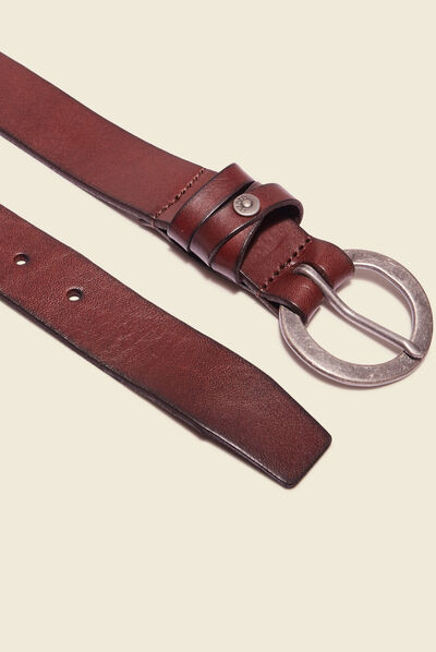 Ceinture en cuir marron foncé femme