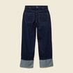 Jeans wide large taille haute denim brut rinse femme