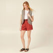 Short paperbag ceinturé rouge foncé femme