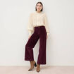 Pantalon large taille haute en velours prune femme