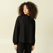 Blouse oversize col montant doubl&eacute;e noir femme