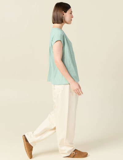 Chemise manches courtes vert pastel femme