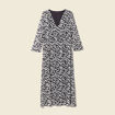 Robe longue évasée manches 3/4 noir femme