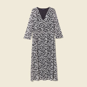 robe longue evasee manches 34 noir femme Robe longue évasée manches 3/4 noir femme