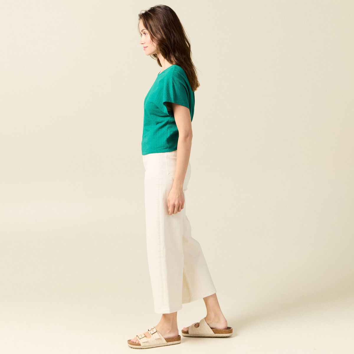 T-shirt manches courtes vert turquoise femme