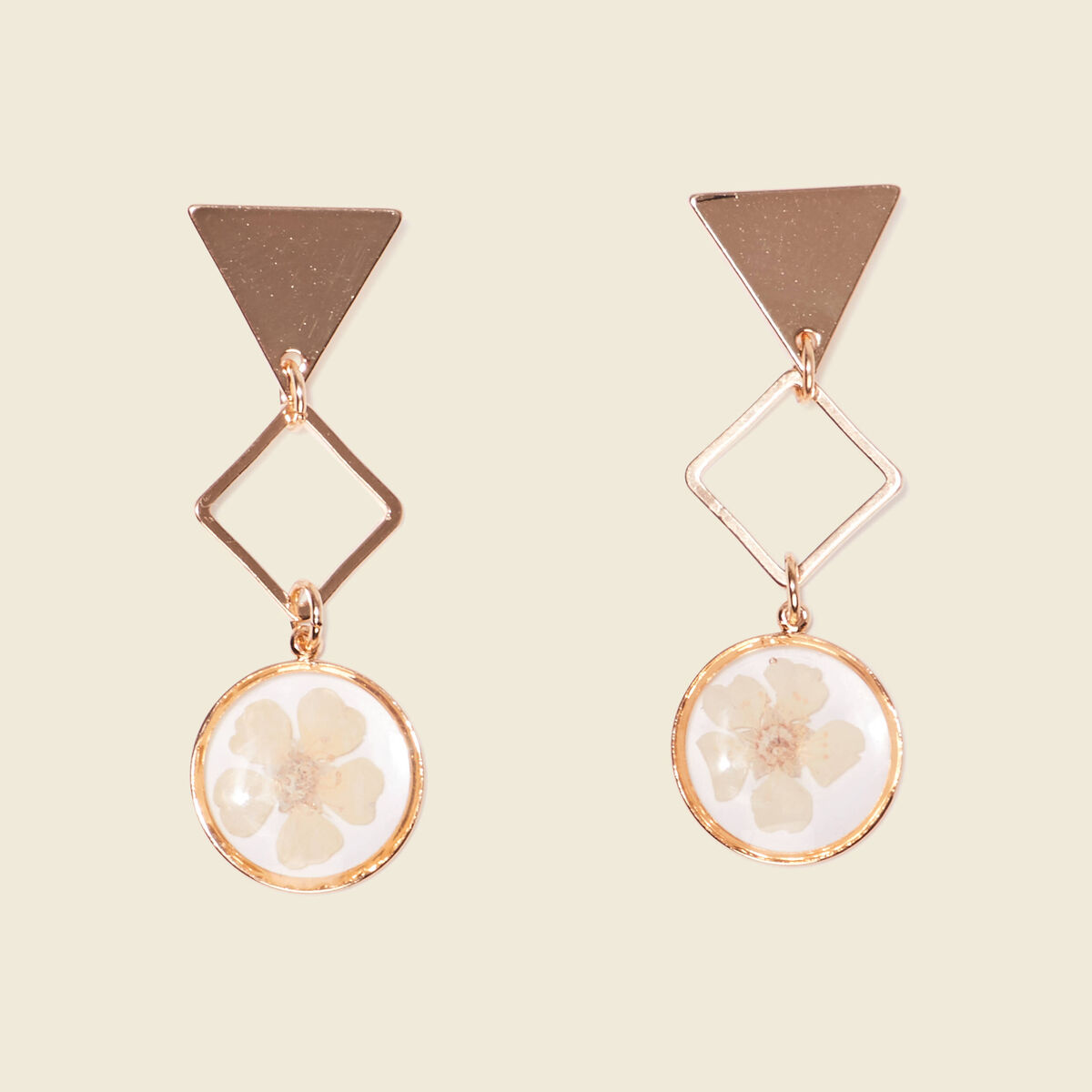 Boucles d'oreilles pendantes ecru femme
