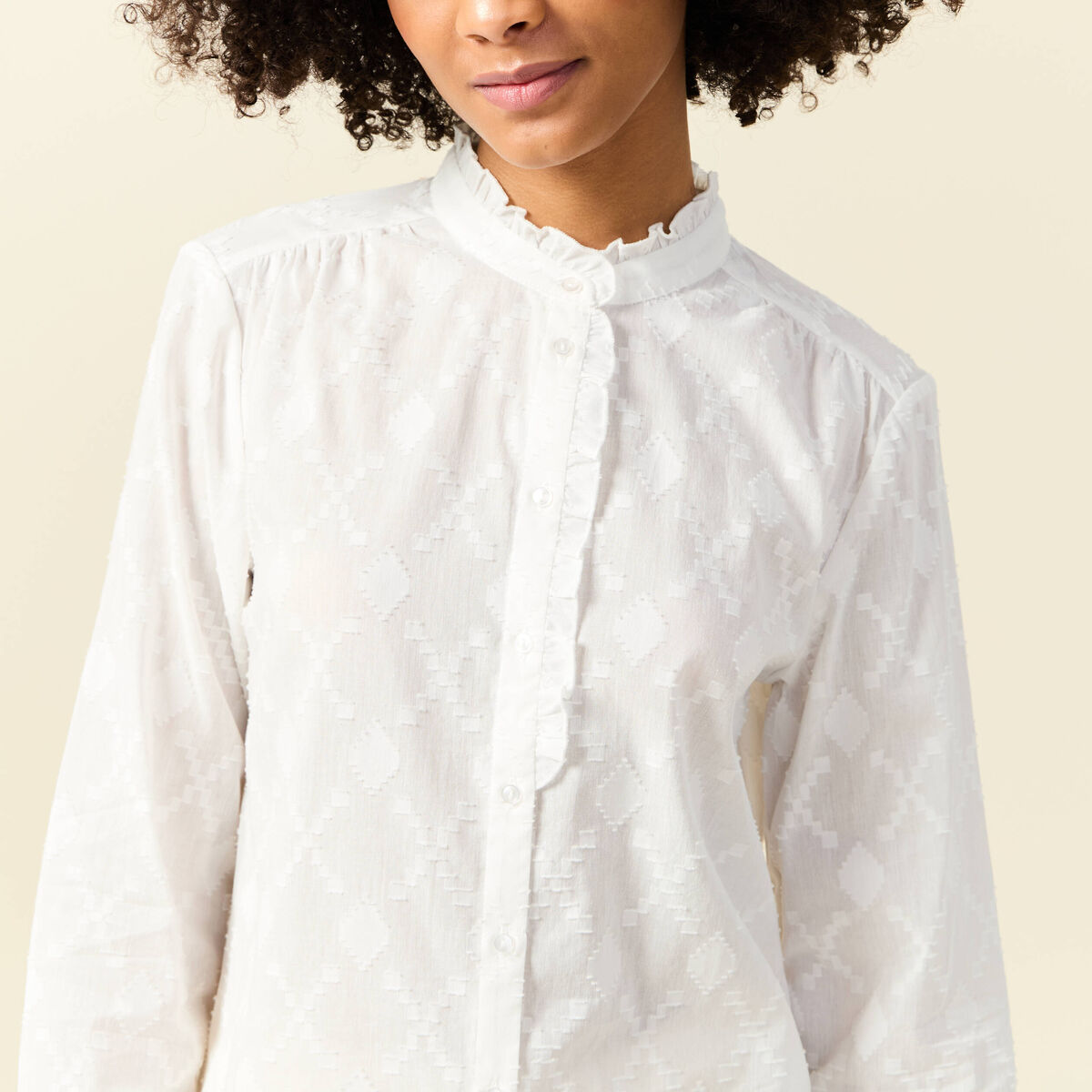 Chemise manches longues ecru femme
