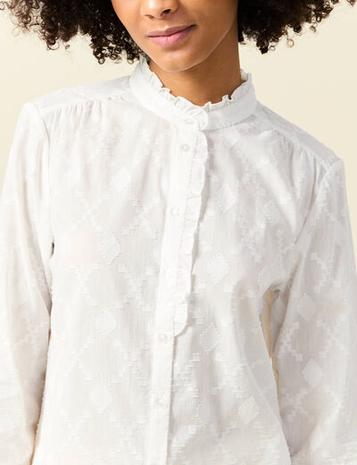 Chemise manches longues ecru femme