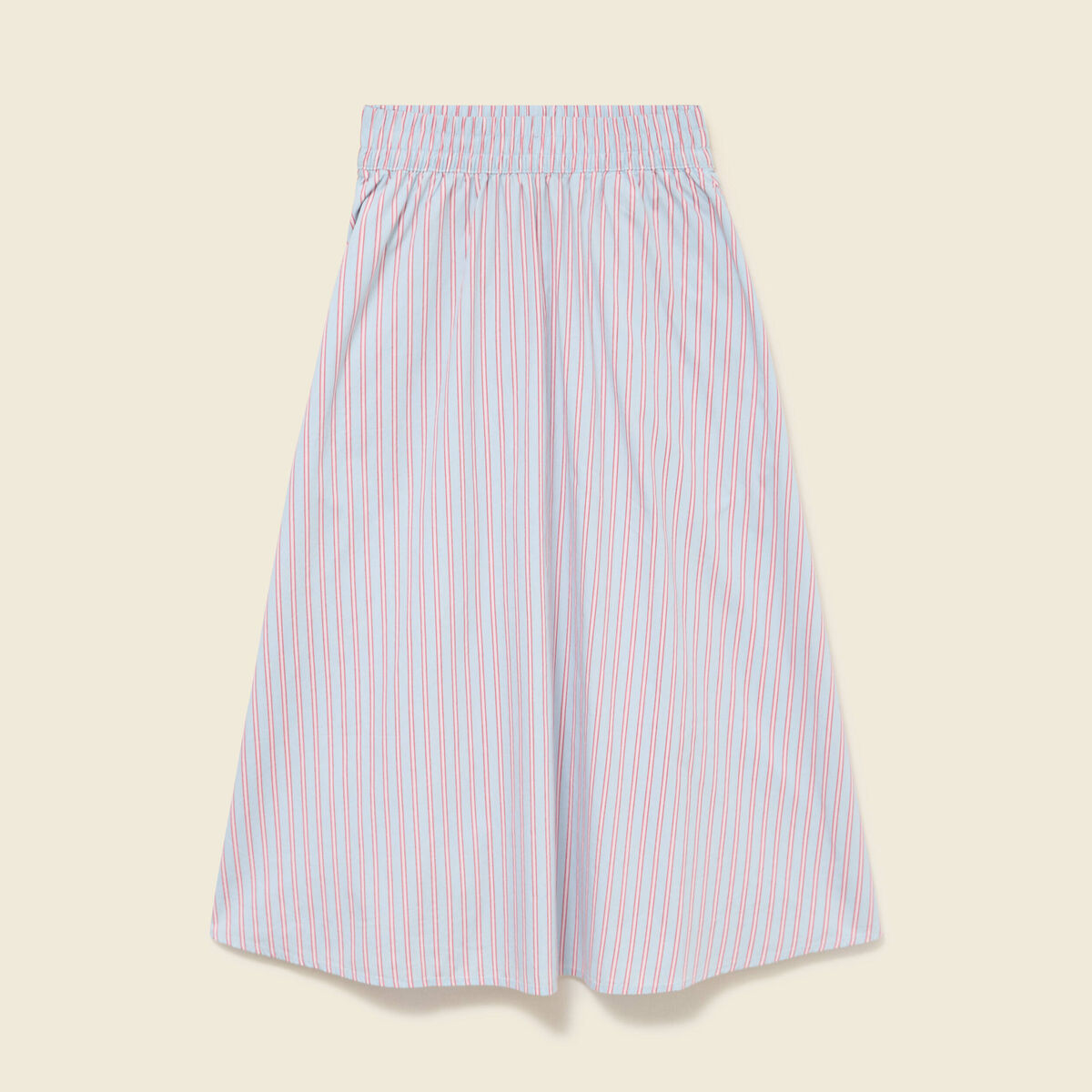 Jupe longue &eacute;vas&eacute;e en coton bleu ciel femme