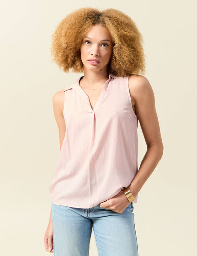 Blouse sans manches rose clair femme