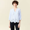 Chemise manches 3/4 brodée blanc femme