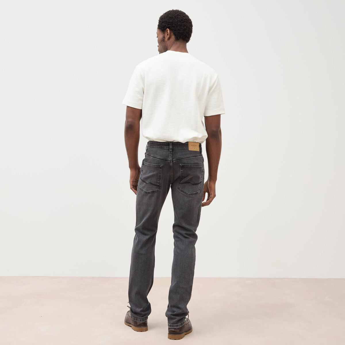 Jeans straight 5 poches denim gris homme