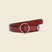Ceinture en cuir boucle ronde rouge foncé femme