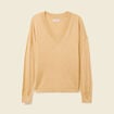 Pull fin col V manches longues marron clair femme