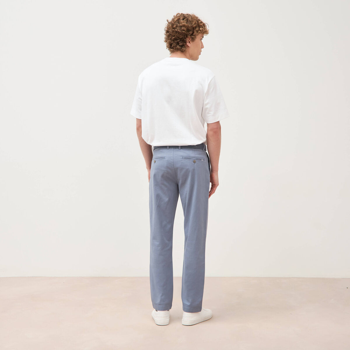 Pantalon straight longueur 32 ceinture bleu gris homme