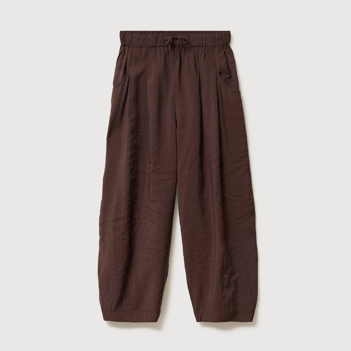 Pantalon loose taille standard marron fonc&eacute; femme