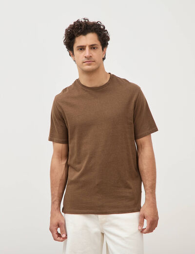 T-shirt ras de cou manches courtes taupe homme
