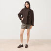 Veste oversize courte col tailleur marron fonc&eacute; femme