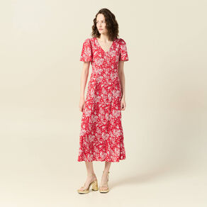 Robe longue éco-responsable rouge femme