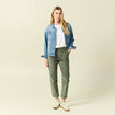 Pantalon large 7/8&egrave;me taille haute vert kaki femme