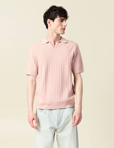 Polo manches courtes rose pastel homme
