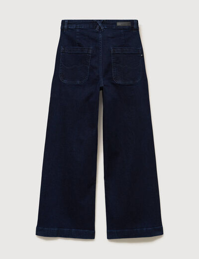 Jeans large taille haute denim brut rinse femme