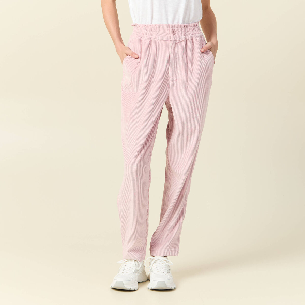 Tregging velours 7/8ème rose pastel femme