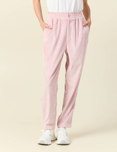 Tregging velours 7/8ème rose pastel femme